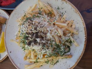 Truffle fries with cheese that doesn't melt at Am I Addicted in Central Singapore