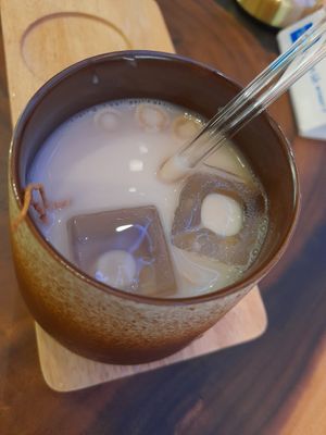 Ginseng milk tea. Extra charge of 50 cents for less ice 😪 at Am I Addicted in Central Singapore