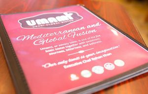 Beautiful menu, clearly shows you plenty of vegan and gluten free options. at Umami Global Bistro in Catonsville