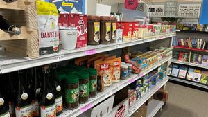 Drinks, teas, and coffee substitutes at Corner Market/Bookstore in Calhoun