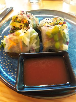 Rollitos vietnamitas de fresa y kiwi at TOFU Girona in Girona