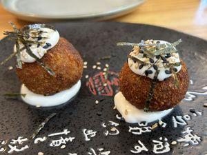 Mushroom croquettes   at TOFU Girona in Girona