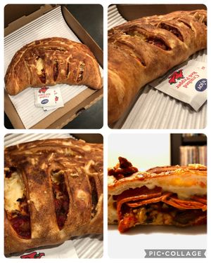 Razzi’s Calzone (pepperoni/sausage/mushroom) sans black olives  at Razzi's Pizzeria - Greenwood Ave in Seattle