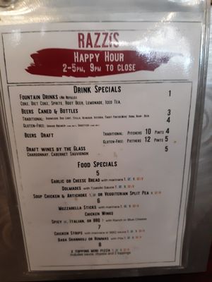 Look for the Vs on happy hour menu at Razzi's Pizzeria - Greenwood Ave in Seattle