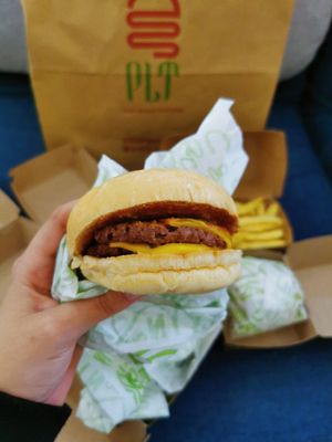 classic awesome vegan burger at PLT in Kuwait City