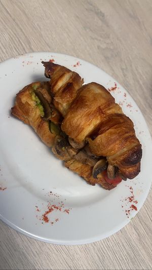 Vegan veggie croissant- softest ever 🫠  at Casa de Ciclistas in Guatape