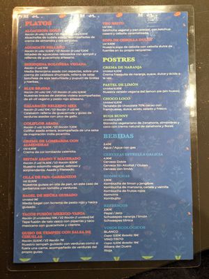 menu at Huma in Madrid