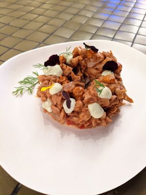 bagel with heura at Huma in Madrid