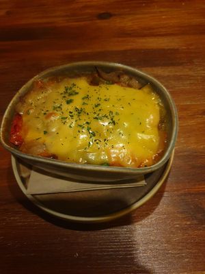Baked aubergine with vegan cheese at The Rosemary in South East London