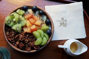 vegan Yogurt bowl (with granola and seasonal fruits) at Vegan Mama in Seoul