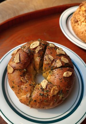 Sweet garlic bagel at Vegan Mama in Seoul