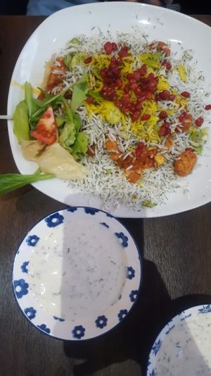 rice with veggies and soy jogurt  at Kardamom in Vienna