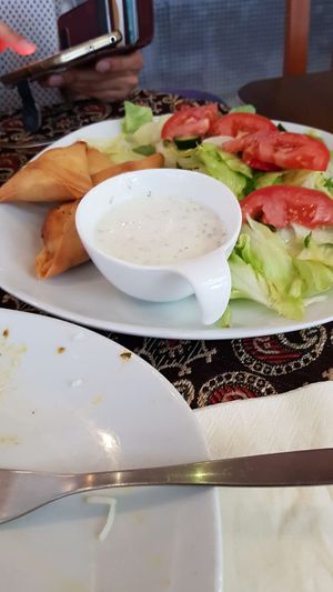 The mint sauce is also vegan (soja yogurth). at Kardamom in Vienna