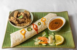 Yogi Veagn Rolls with planted Beef at Indian Restaurant Taj Palace in Zurich