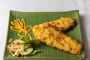 Vegan Jackfruit cripsy sclices at Indian Restaurant Taj Palace in Zurich