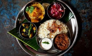 Indian vegan Thali menu at Indian Restaurant Taj Palace in Zurich