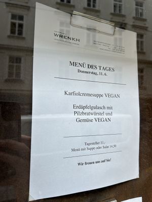 menu  at Naturlich Wrenkh in Vienna