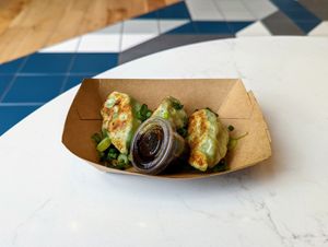 Veggie potstickers. at Little Wu in Austin