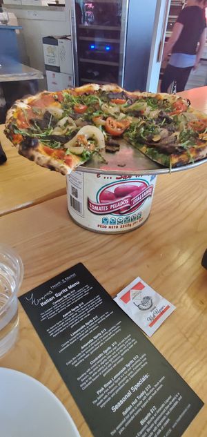 Thin crust Veggie pizza at Emma Hearth & Market in Bridgman