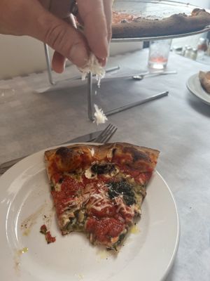 Grated vegan parm  at Apizza! in New Paltz