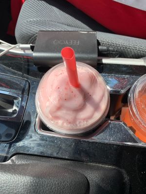 Strawberry shake at Romeo's Vegan Burgers in Charlotte
