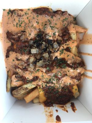 Chili cheese fries  at Romeo's Vegan Burgers in Charlotte