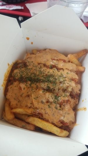 Chili cheese fries at Romeo's Vegan Burgers in Charlotte