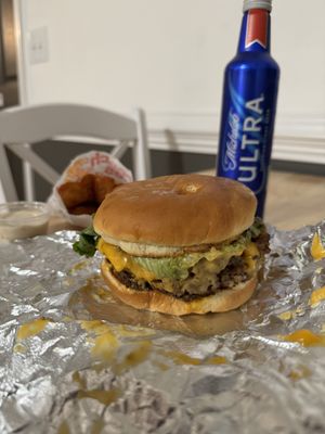 Triple Impossible™ Patty Romeo Mac Burger and Tater Tots.  at Romeo's Vegan Burgers in Charlotte