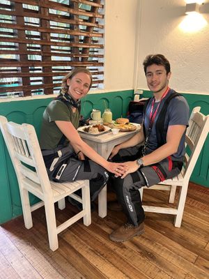 Moto travellers with vegan power   at Serendipia Encuentro in Salento