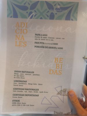 Menu at Serendipia Encuentro in Salento