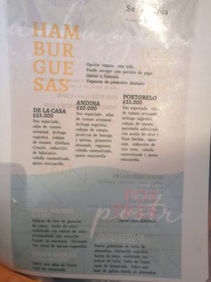 Menu at Serendipia Encuentro in Salento