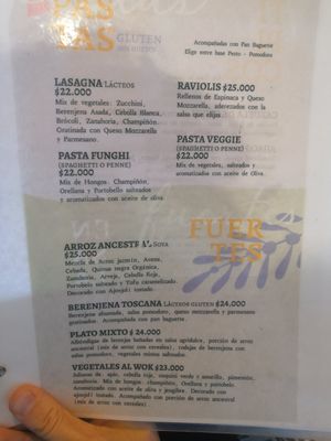 Menu at Serendipia Encuentro in Salento