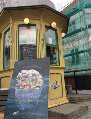 Local art post card at Raketten Bar & Pølse in Tromsoe