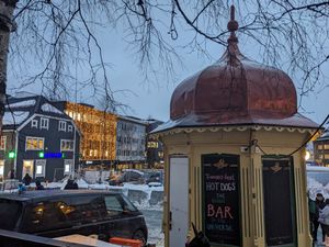 Cool historical landmark at Raketten Bar & Pølse in Tromsoe