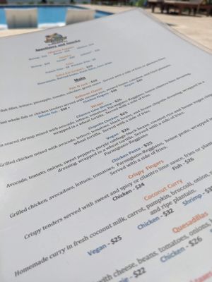 Menu at The Coconut Husk Restaurant & Beach Bar in Hopkins
