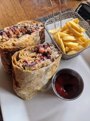 Vegan Wrap at The Coconut Husk Restaurant & Beach Bar in Hopkins