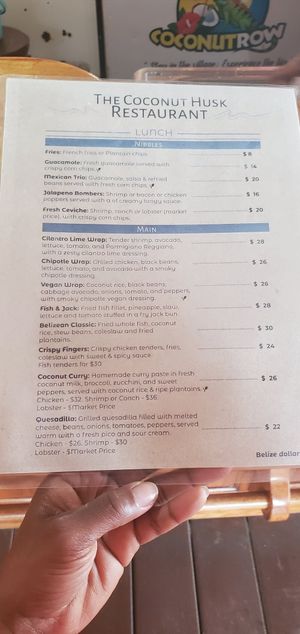 Vegan wrap option at The Coconut Husk Restaurant & Beach Bar in Hopkins