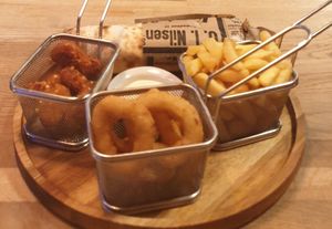 Shwarma, nuggets, onion rings & fries. at Parrilla in Tromsoe