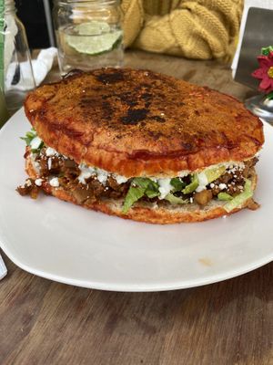 Delicioso pambazo de coliflor con papa  at Aroma Roma in Mexico City