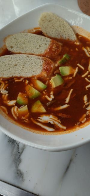 Sopa con nopales y champiñones. at Aroma Roma in Mexico City