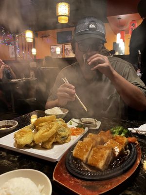 Vegan veggie tempura and tofu teriyaki at Sakura Sushi & Grill in Hilo