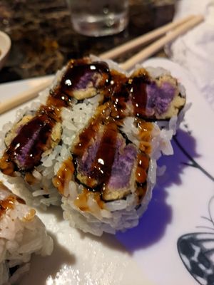 Local Sweet potato tempura roll at Sakura Sushi & Grill in Hilo