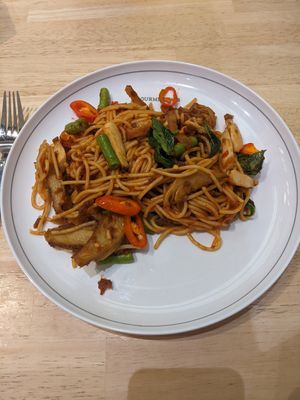 Thai stir fried spaghetti, really good! at Talalaks  in Bangkok