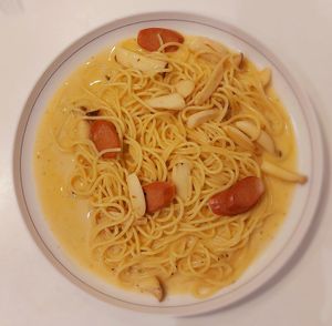 Vegan pasta carbonara at Talalaks  in Bangkok