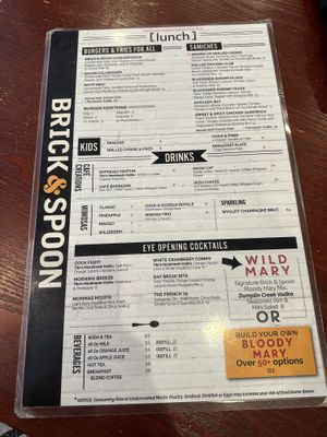 Menu 2  at Brick & Spoon in Pigeon Forge