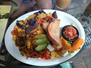 The potatoes were amazing but the tofu was not seasoned and had tons of oil... at Secret Garden Cafe in Sedona