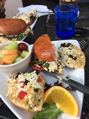 Secret Garden 2 slices of hummus pizza and 1/2 portobello Sandwich  at Secret Garden Cafe in Sedona