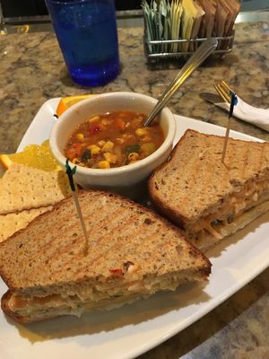 Vegan Reuben! With a side of their vegan veggie soup  at Secret Garden Cafe in Sedona
