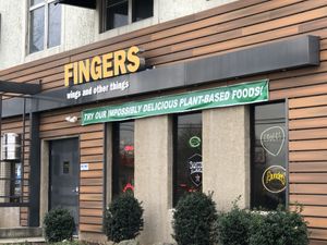 Working that plant based angle hard  at Fingers Wings and Other Things in Conshohocken