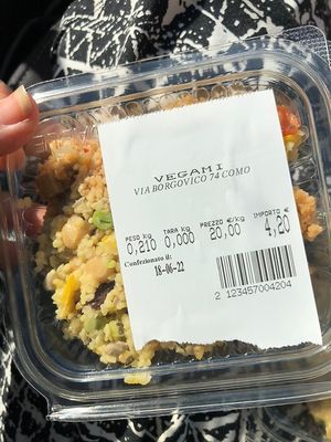 Couscous chickpea-tofu and veggie salad to go  at Vegami in Como